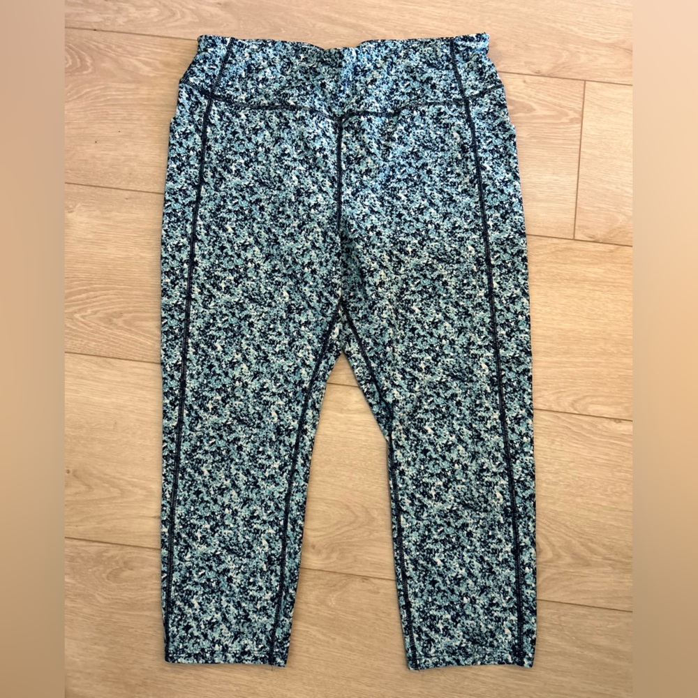 Athletic Works Blue and Black Leggings High Waist Stretchy Fit